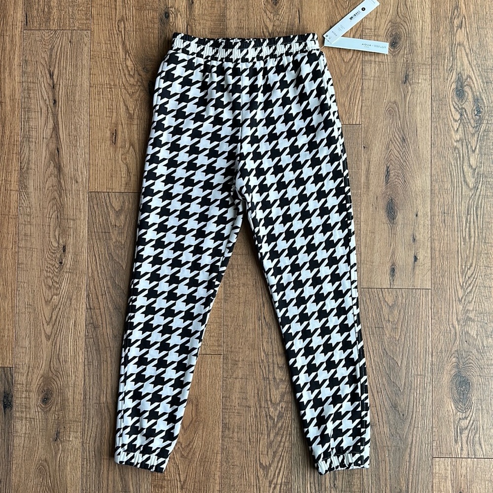 NWT Aqua x Scout the City Black White Houndstooth Sweatpants Girls Medium